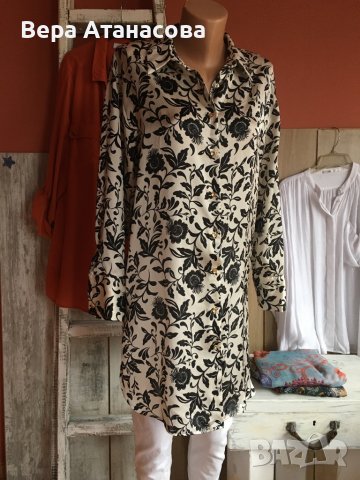 🤍🖤❤️Zara☑️Дълга сатенена риза☑️м размер☑️, снимка 4 - Ризи - 42486035