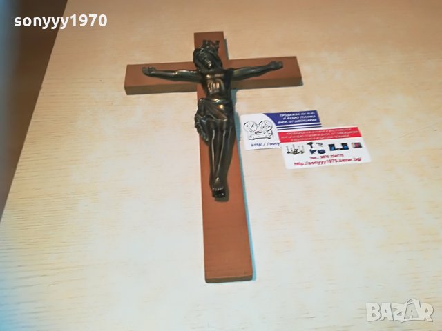 кръст с христос-масивен мед/месинг-33х21см-внос франция, снимка 5 - Антикварни и старинни предмети - 29603040
