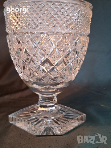 масивна кристална фасетирана ваза със столче Bohemia , снимка 3 - Вази - 54164030