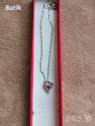 Колие сърце с камък , снимка 3 - Колиета, медальони, синджири - 48717615