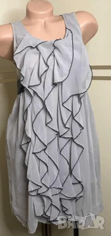 Сива рокля жабо, снимка 10 - Рокли - 50513288
