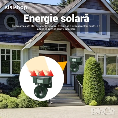 Соларен ултразвуков уред против птици и животни с PIR сензор за движение 4905, снимка 3 - Други стоки за дома - 53993214