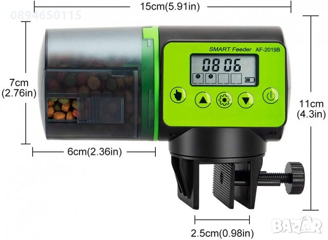 🐟🐠🦐🐡 Автоматична хранилка с голям резервоар за рибки аквариум AF-2019B, снимка 4 - Аквариуми - 28820357