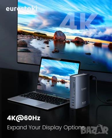 ORICO TB3-S3 Thunderbolt 3 Докинг станция 15-в-1 USB C, 60 W 40 Gbps за лаптопи с USB C, два 4K @ 60, снимка 9 - Кабели и адаптери - 51291508