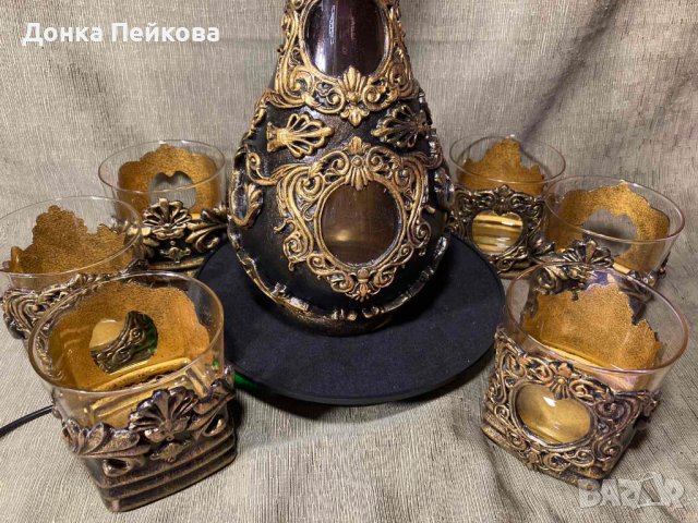 Сервиз за уиски от 7 части - ръчна изработка, снимка 3 - Декорация за дома - 39786294
