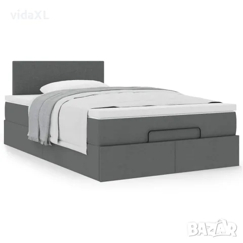 vidaXL Османска легло с матрак, тъмносиво, 120x200 см, плат, снимка 4 - Спални и легла - 56147046