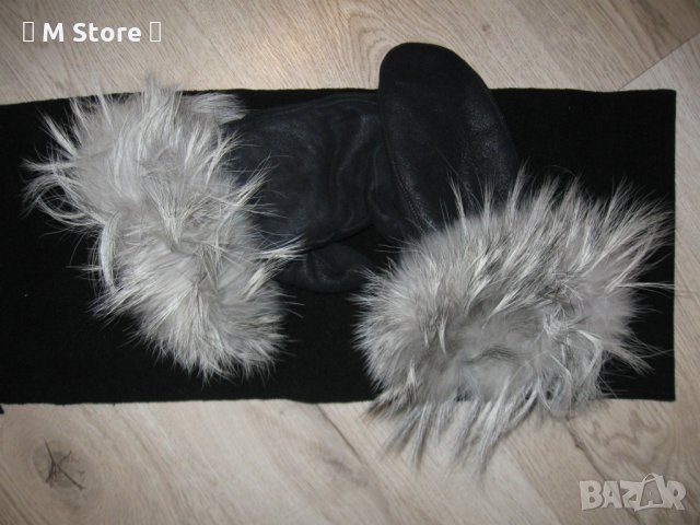 Дамски топли кожени ръкавици от естествена кожа с естествен косъм и вата отвътре, снимка 8 - Ръкавици - 30677570