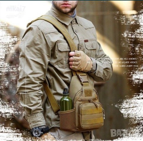 мъжка чанта тактическа за гърди+джоб за вода+USB зареждане военна, снимка 7 - Чанти - 42102008