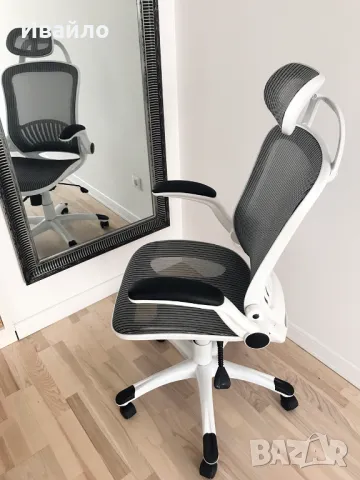 Бял дишащ ергономичен стол: офис, работен кабинет, учебен кът, гейминг