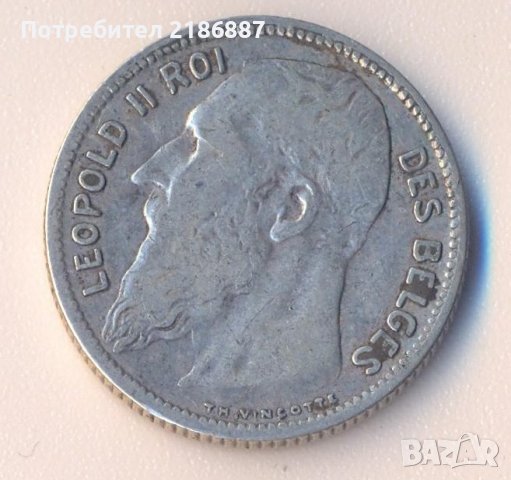 Белгия стар сребърен франк 1904 година, снимка 2 - Нумизматика и бонистика - 38320983