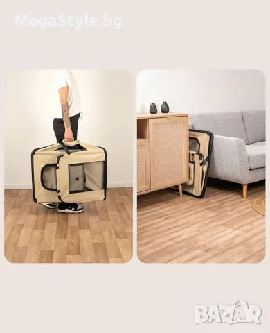 lionto Сгъваема кутия за транспортиране на кучета и котки 90 x 24 x 65 см , снимка 3 - За кучета - 56138224