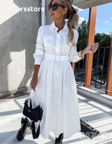 ДАМСКА РОКЛЯ С КОЛАН WHITE, снимка 3 - Рокли - 44451930