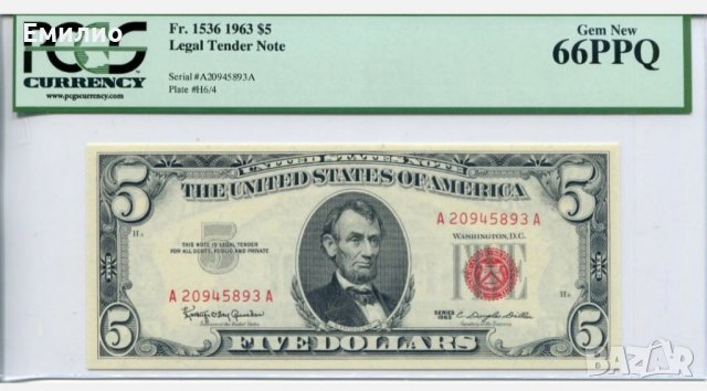 USA 🇺🇸  $ 5 DOLLARS 1963 PCGS 66PPQ