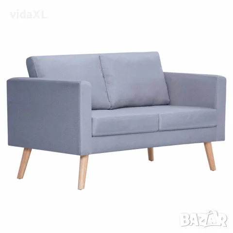 vidaXL Двуместен диван, плат, светлосив, снимка 1 - Дивани и мека мебел - 56146296