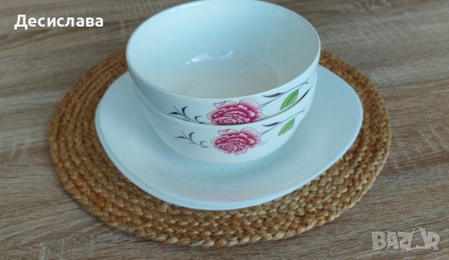 Два двойни сета дълбока купа и дълбока чиния, снимка 1