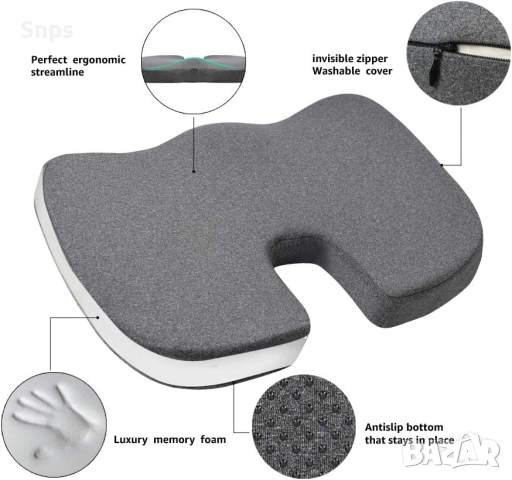 Възглавница за седалка на автомобил от мемори пяна, възглавница за седалка за стол, снимка 3 - Аксесоари и консумативи - 40194284