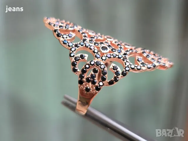 Сребърен пръстен с розово покритие 17556, снимка 5 - Пръстени - 50325703