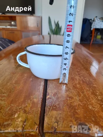 Старо емайлирано канче,чаша #9, снимка 2 - Други ценни предмети - 47778175