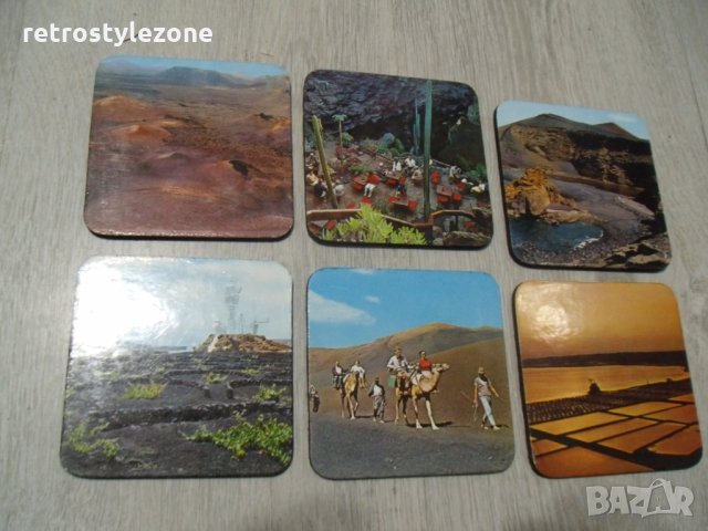 № 5062 стари коркови подложки   - комплест - 6 броя - размер 9,5 / 9,5 см , снимка 2 - Други ценни предмети - 31791178