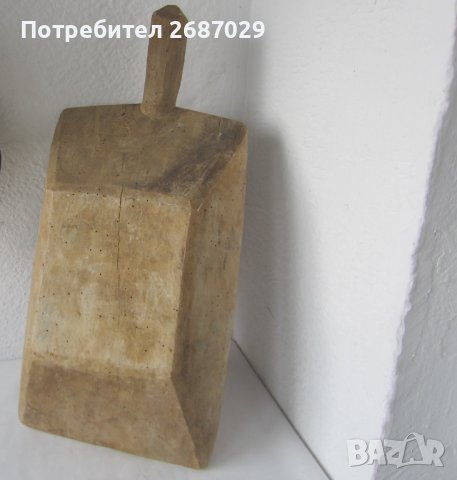  голяма с дръжка - стара дървена дялана копанка, дървен съд, копаня, снимка 4 - Антикварни и старинни предмети - 38042080