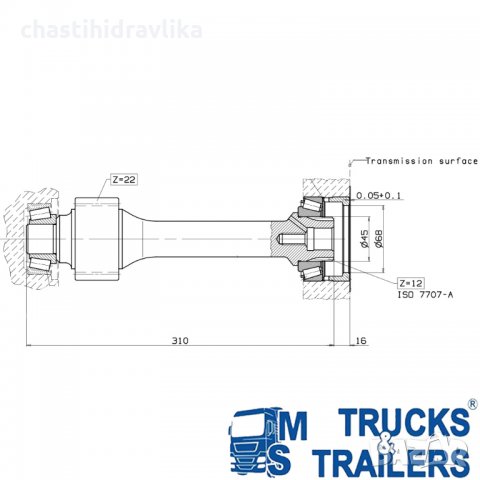 Входящ вал HYVA, снимка 2 - Части - 33716940