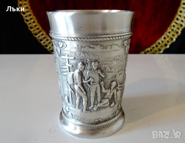 Чаша от калай за вино,картини Къмпинг,излет. , снимка 6 - Антикварни и старинни предмети - 44231741