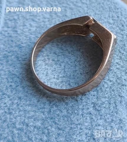 Масивен златен пръстен с фианити – проба 585, маркиран, снимка 5 - Пръстени - 50819146