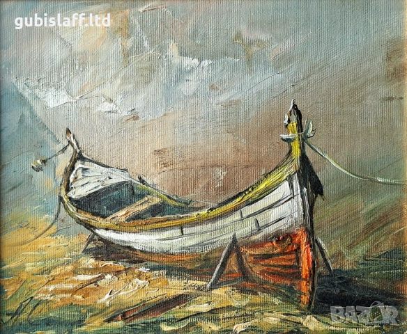 Картина, лодка, худ. А. Симеонов, снимка 2 - Картини - 54046411