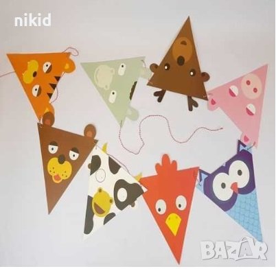 8 лица животни горски диви домашни Парти Гирлянд Знаменца Флаг Банер рожден ден, снимка 3 - Други - 37453223