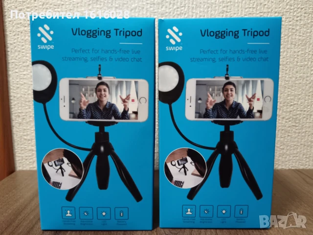 LED Vlogging Tripod - Статив за влогове с лед осветление., снимка 11 - Селфи стикове, аксесоари - 50676216