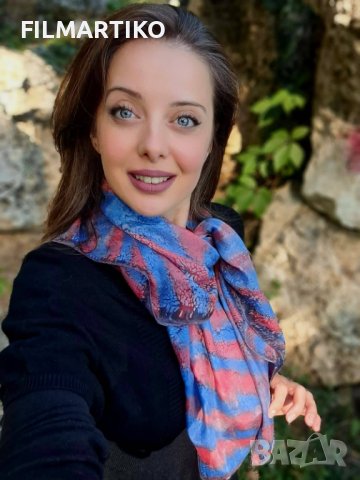 Ръчно рисуван копринен шал "HYPNOTIC"