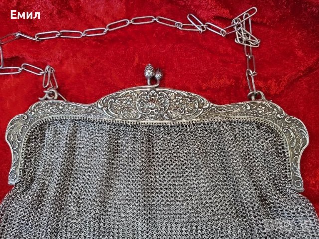 Антикварна сребърна дамска чанта, снимка 2 - Колекции - 51007574