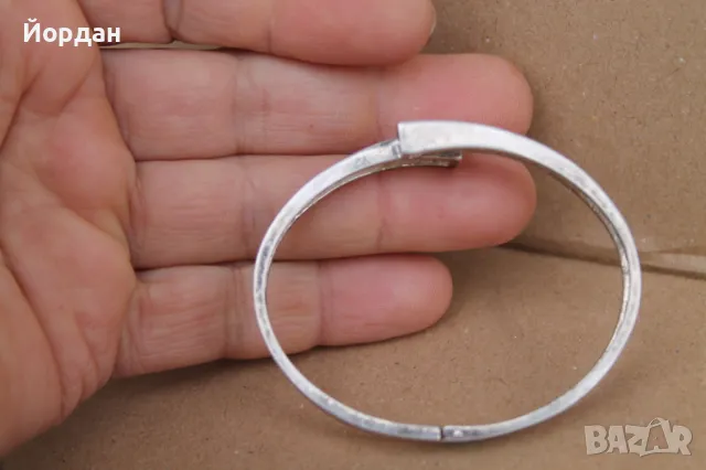 Дамска сребърна гривна с оникс, снимка 4 - Гривни - 49771309