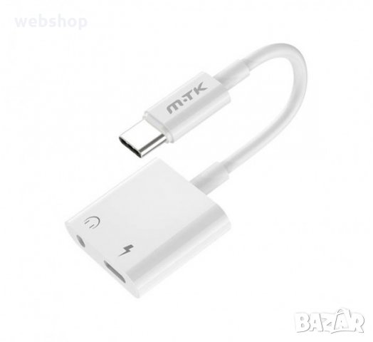 Кабел преходен TB1283, Type-c(м)/Type-c(ж) + JACK(ж) 3,5mm, 0,12m, снимка 1 - USB кабели - 34480848