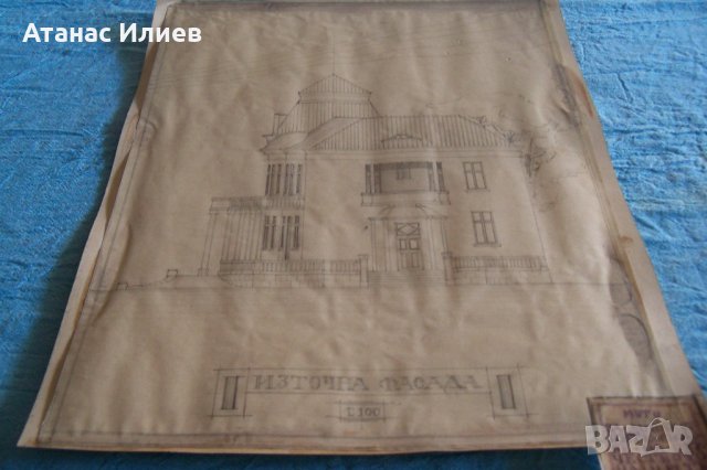 Красив стар архитектурен чертеж, скица, рисунка от преди 1944г. №4, снимка 5 - Други ценни предмети - 32148849