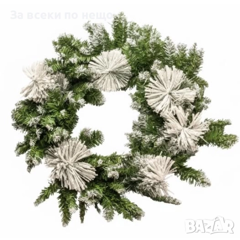 Коледен венец със снежни цветя, Ø 50 см Код P1586