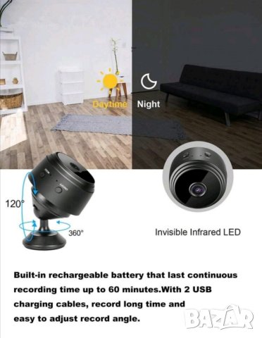 Мини шпионска HD камера / скрита камера, снимка 7 - IP камери - 42431412