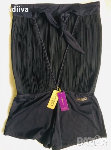 MED Плажно гащеризонче в черно с връзки, снимка 1