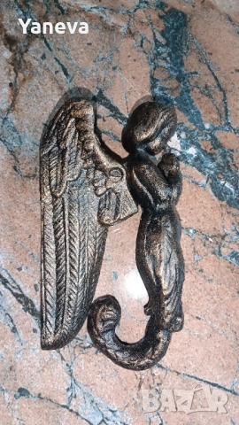 Vintage, метално чукало за врата , във формата на ангел пазител. , снимка 5 - Декорация за дома - 53890769