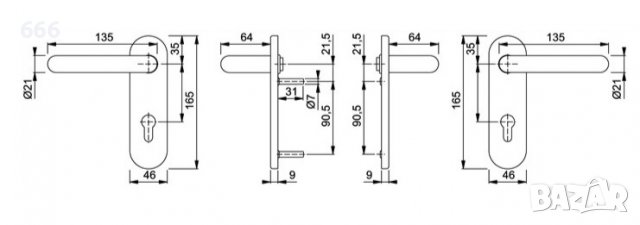 КОМПЛЕКТ ДРЪЖКИ ЗА ПОЖАРОУСТОЙЧИВА ВРАТА, снимка 5 - Други - 36929883