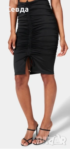 Черна пола с висока талия, размер XS