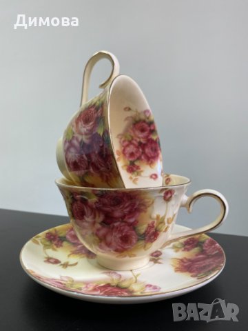 Сервиз за чай с рози, снимка 3 - Чаши - 34298417