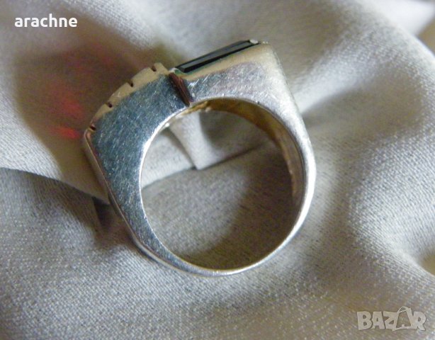 Стар западноевропейски сребърен пръстен с рубини и сапфири, снимка 4 - Пръстени - 35125013