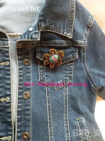 Брошка - аксесоар "Костенурка" с "Божи камък" /рубин във фуксит/. Ръчна изработка., снимка 6 - Други - 47636496