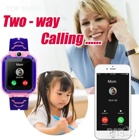 Детски смарт часовник, SIM карта, проследяване, разговори от PTHTECHUS, снимка 2 - Кенгура и ранички - 48824829
