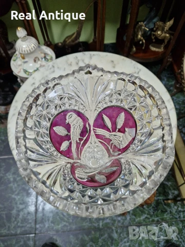 Прекрасна антикварна колекционерска немска кристална ваза , снимка 7 - Вази - 50950943