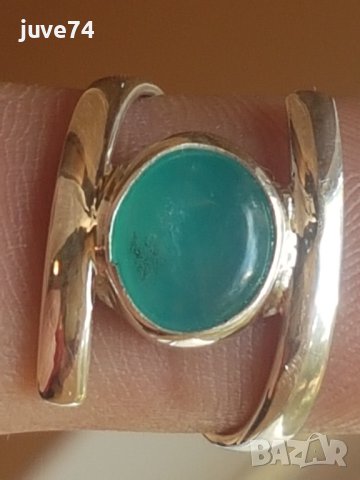 СРЕБЪРЕН ПРЪСТЕН С ПОЛУПРОЗРАЧЕН АМАЗОНИТ (МОЗАМБИК)