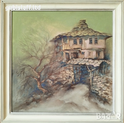 Картина, пейзаж, къща, худ. Васил Бенчев (1945-2014) - 4