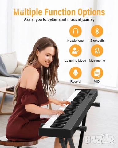 88-клавишно сгъваемо пиано (полупретеглено) електронно пиано, снимка 3 - Пиана - 54215162