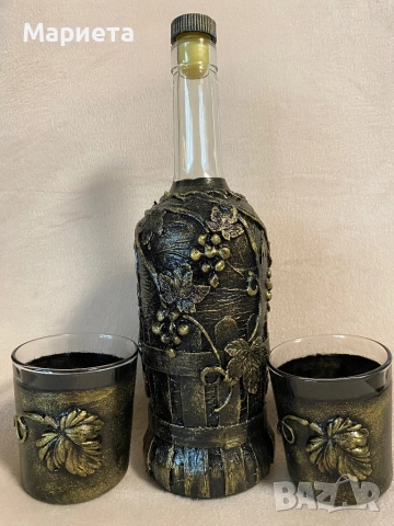 Комплект бутилка с две чаши Подарък за повод, снимка 2 - Декорация за дома - 46654273